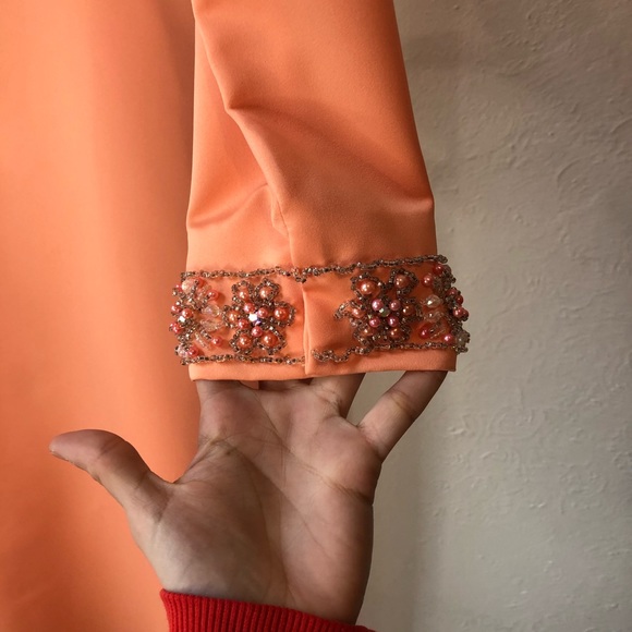 Long evening gown dress modest style peach pink - Picture 5 of 10